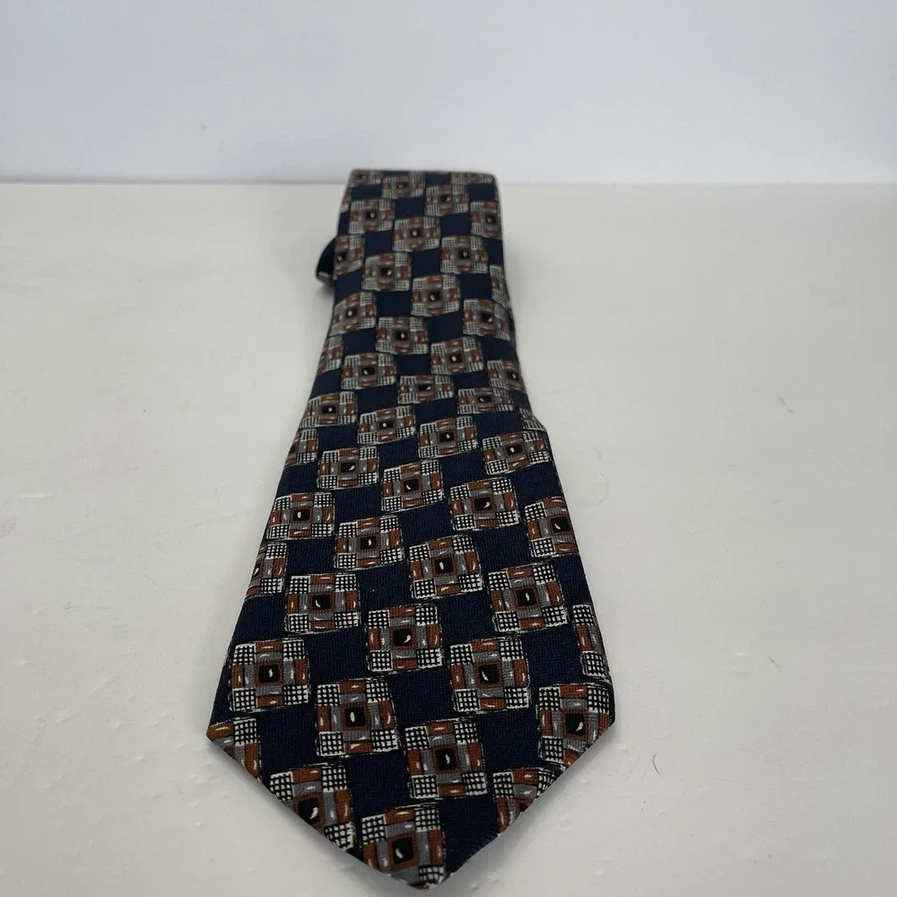 Mara Countess Mara Silk Tie Navy Square Geometric 4